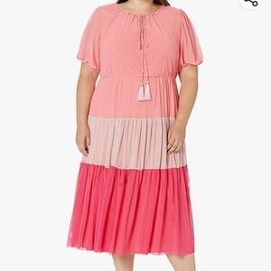 Taylor Short Sleeve Multi Pink Size 6 Maxi Dress NWT Casual Spring